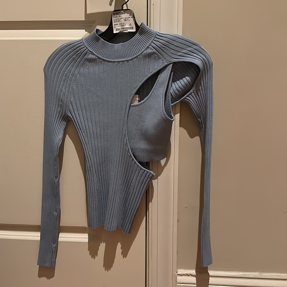 NWT JONATHAN SIMKHAI Vivianne Compact Rib Mock Neck Top - Picture 6 of 7